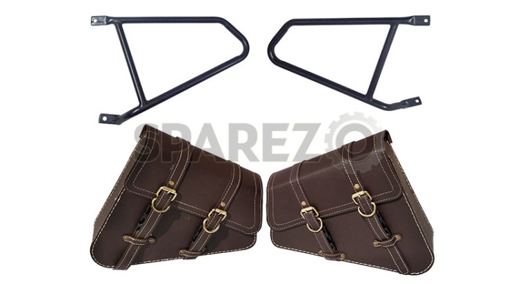 Royal Enfield Interceptor 650 Mounting Rails With Pannier Bags Pair Brown  - SPAREZO